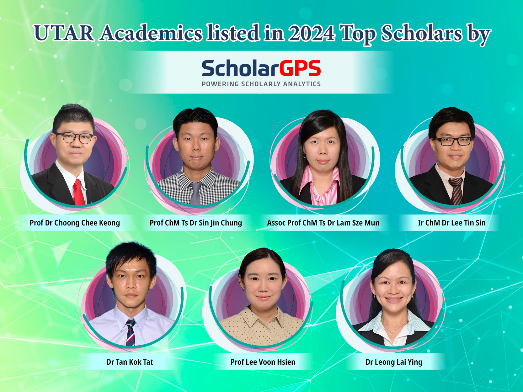 Top row, from left: Prof Choong, Prof Sin, Dr Lam and Dr Lee  Bottom row, from left: Dr Tan, Prof Lee and Dr Leong